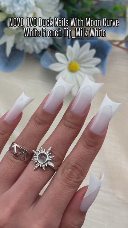 Medium Duck Nails White French Tips Milk White