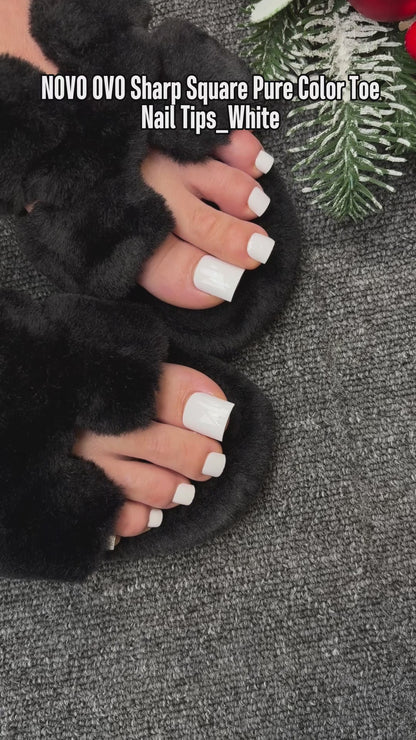 Sharp Square Pure Color Toe Nail Tips Milky White 240