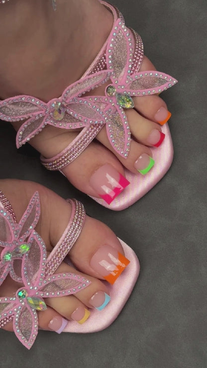 Sharp Square Toe Nail Tips Baby Pink 8 Mix Color