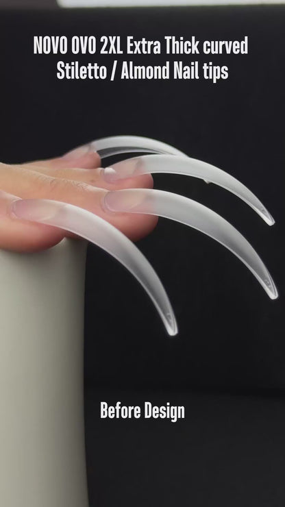 XXL Curved Stiletto Almond Nail Tips 300