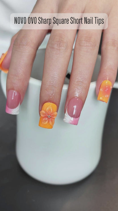 Short Sharp Square Nail Tips Clear 510