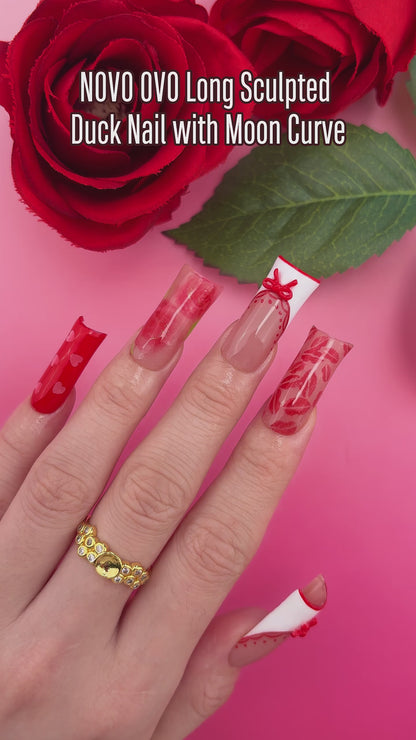 Long XL Sculpted Duck Nail Tips with Moon Curve Clear_240pcs