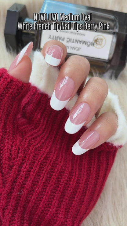 Medium Oval White French Tip BERRY PINK