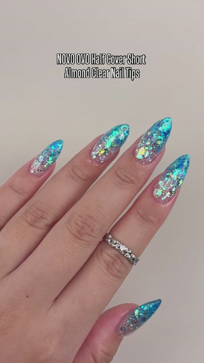 Half Cover Short Almond Clear Nail Tips 224