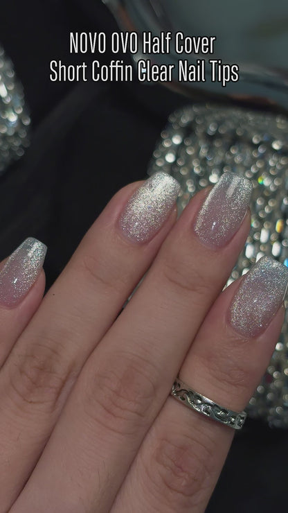 Half Cover Short Coffin Clear Nail Tips 224