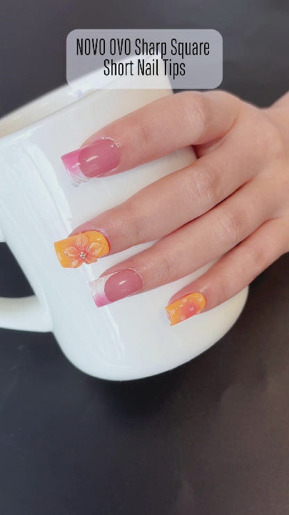 Sharp Square Short Nail Tips Clear