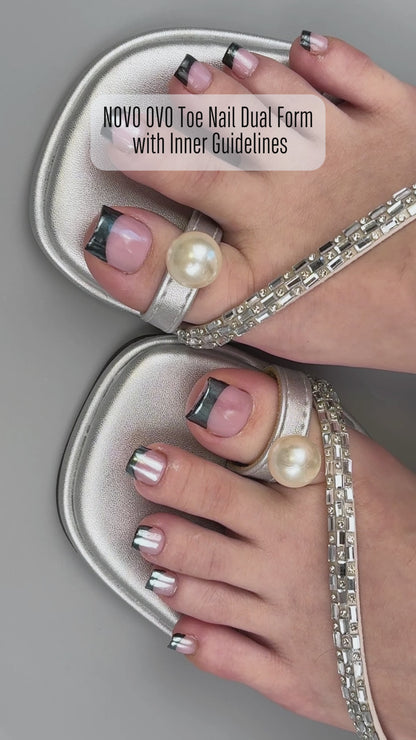 Toe Dual Nail Forms for Poly Gel with Inner French Tips Auxiliary Line