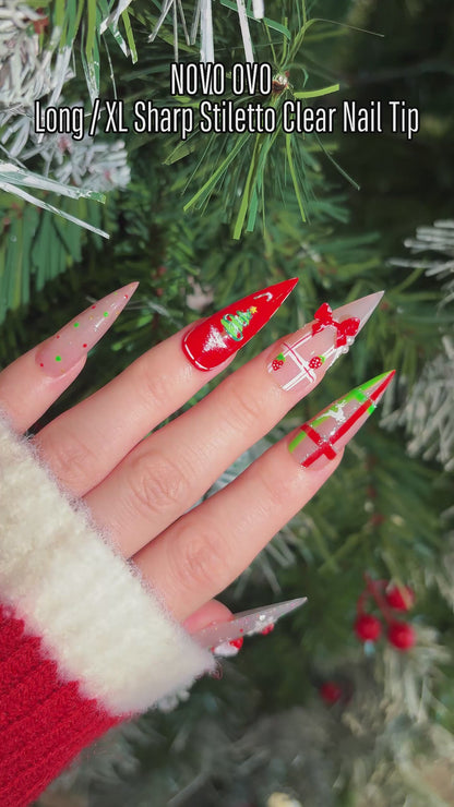 Long XL Clear Sharp Stiletto Nail Tips 480