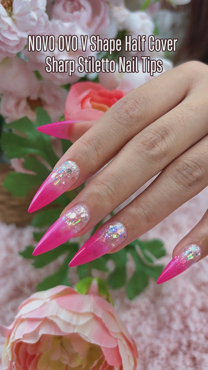 V Shape Half Cover Sharp Stiletto Nail Tips 224