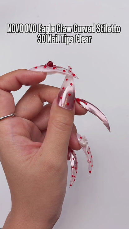Eagle Claw Curved Stiletto 3D Nail Tips Clear 128