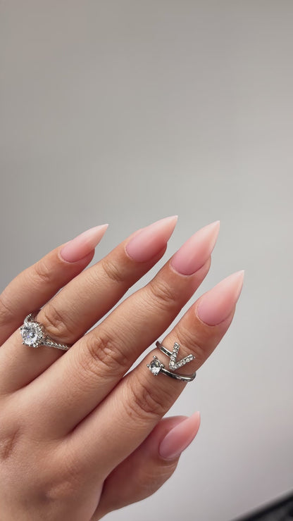 Short Sharp Stiletto Nail Tips Pure Color Baby Pink 224