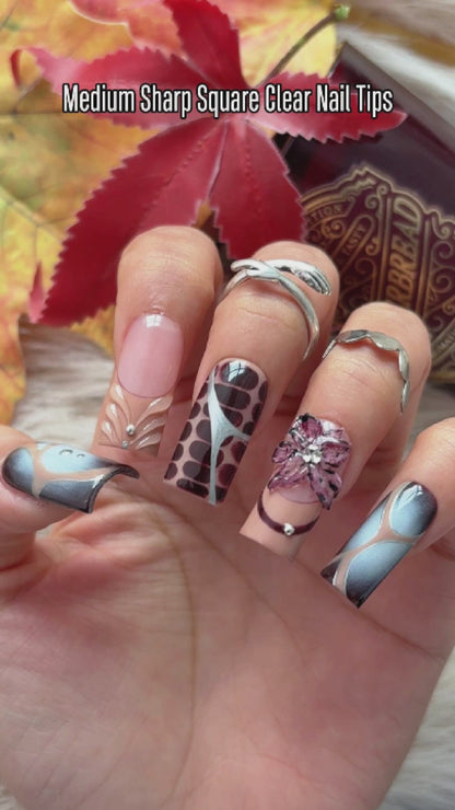Medium Sharp Square Clear Nail Tips 450
